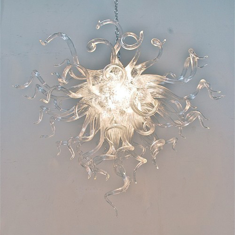 Low-cost transparent pendant lamps, modern chandeliers with luxury crystal and hand-blown glass featuring LED bulbs