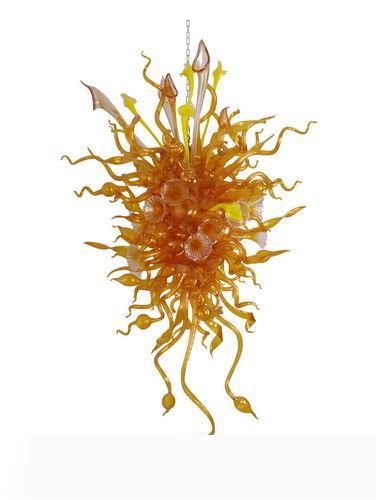 LR097-Art Design Amber Colored Blown Glass Chandelier Pendant Lamps Hotel Decorative LED Hanging Glass Modern Crystal Chandelier