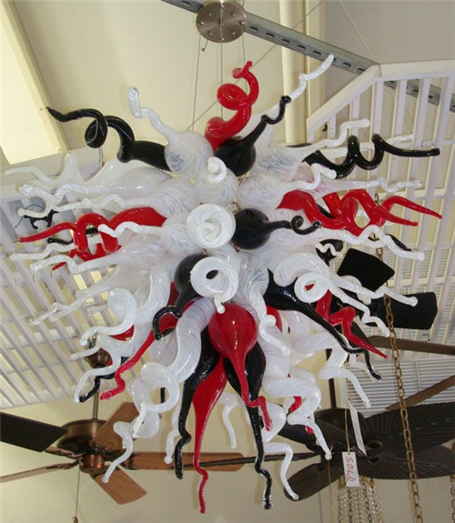 LR1047 Turkish-style AC110V-240V glass chandelier with mouth-blown lighting for weddings, available in white, red, and black colors