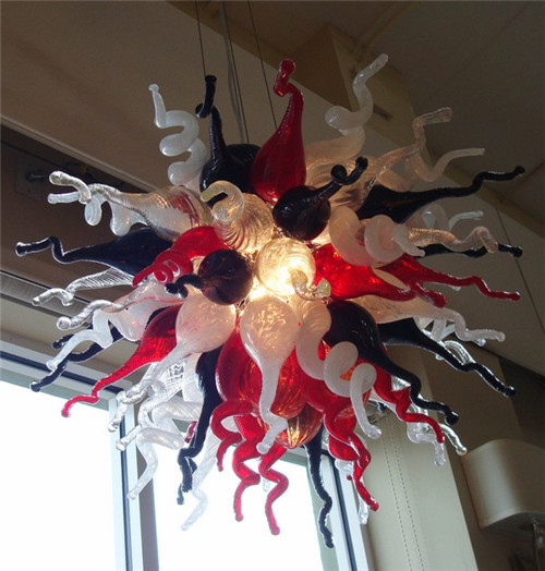 LR1049 Turkish-inspired modern glass chandelier for tall ceilings, featuring art glass in Murano style, ideal for hotel lobbies and wedding decor