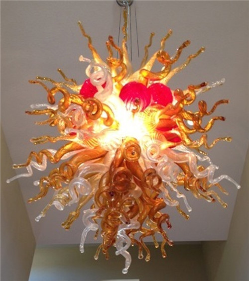 LR1063 - Compact Chinese Murano-style glass chandelier with energy-saving LED lighting for living room decor