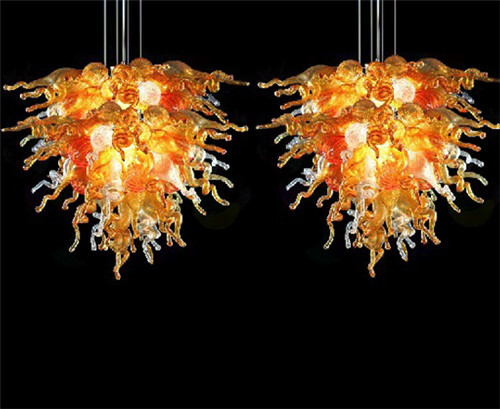 LR1075 Italian-style handcrafted glass crystal chandelier with smart art glass design, ideal for hotel lobbies, featuring chain-hung decorative lighting and LED illumination for home decor