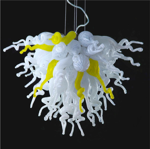 LR1092-Beautiful Colored Murano Art Decorative Glass Chandelier White and Yellow Warm Glass Lighting Fixture Home Designed Chandelier