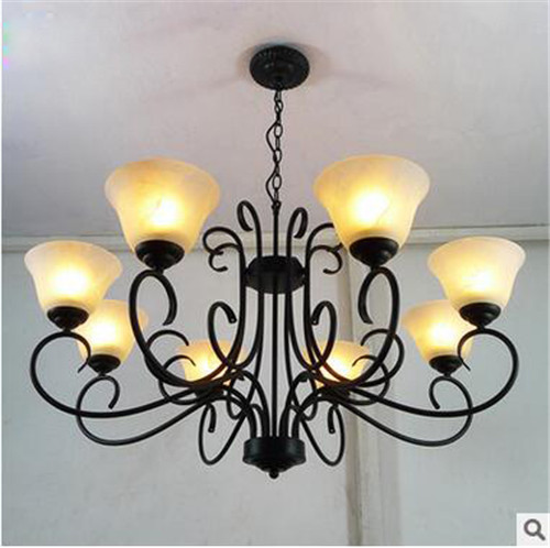 LRE037-CE/UL certified modern iron and glass European-style chandeliers for home and restaurant ceiling lighting decor