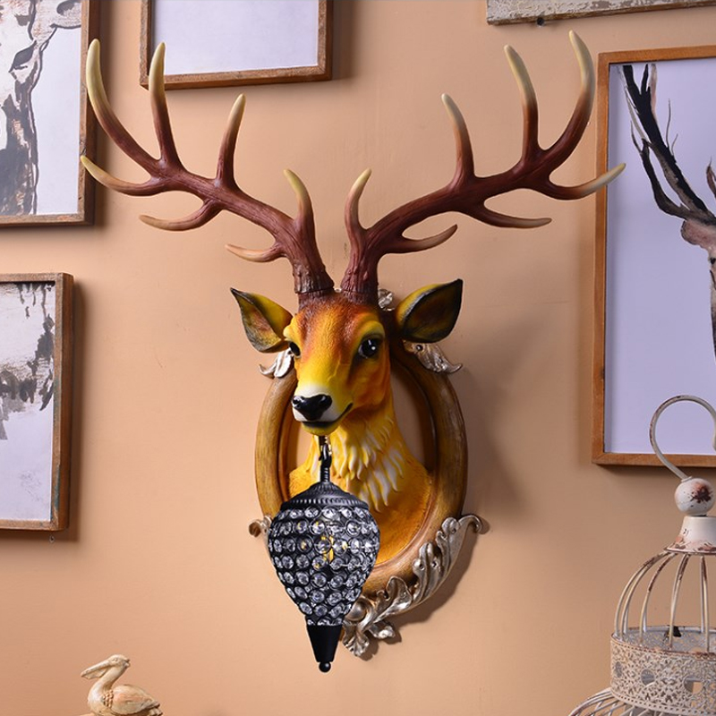 Lucky Deer Horn Wall Lamp - Nordic-style lighting for hotels, KTV clubs, living rooms, restaurant walls, bedside, bathroom, and decorative sconces