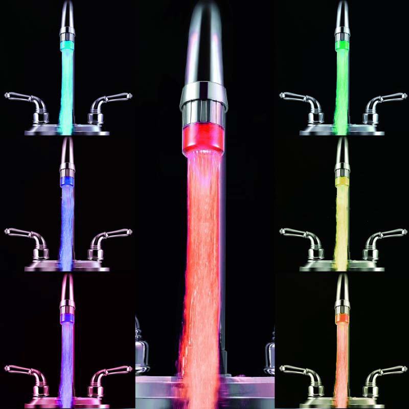 Luminous LED faucet shower head with temperature sensor and 3 spray modes