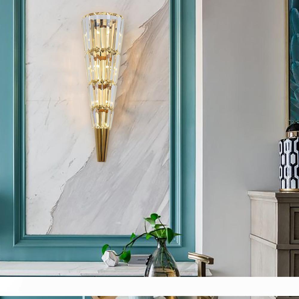 Luxurious golden crystal wall sconce for living room and bedroom bedside lighting