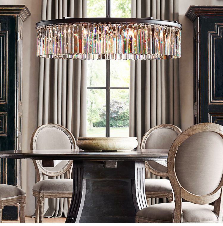 Luxurious round crystal chandelier for living rooms, dining areas, restaurants, and cafes