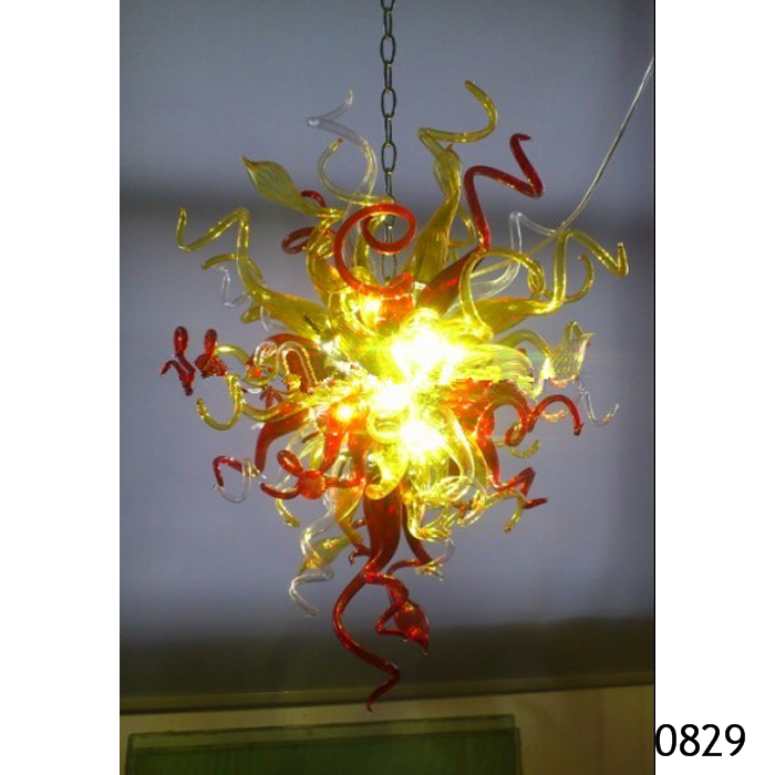 Luxury Gold Colored Glass Chandelier from Artist Hand Blown Glass Modern Crystal Hanging LED Chandelier Light for Living Room