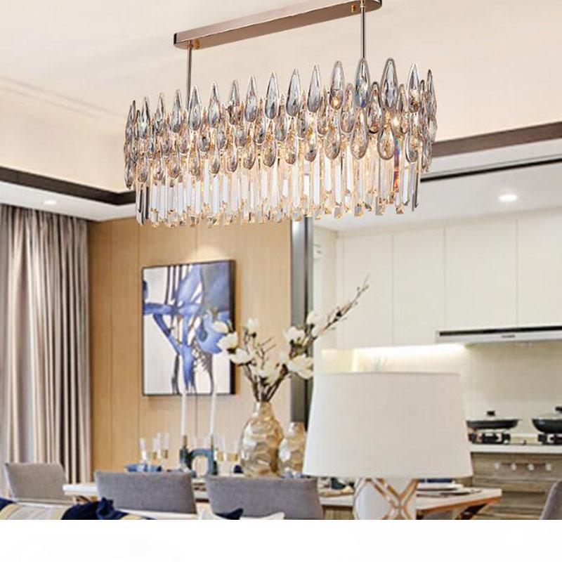 Luxury gold-plated LED crystal chandelier with E14 bulbs for modern dining rooms