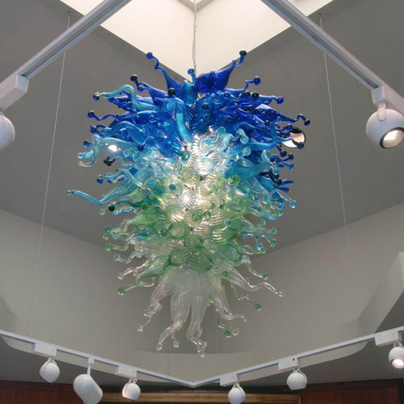 Luxury handcrafted glass LED chandelier with modern art design, ideal for living room or bedroom ceiling decor