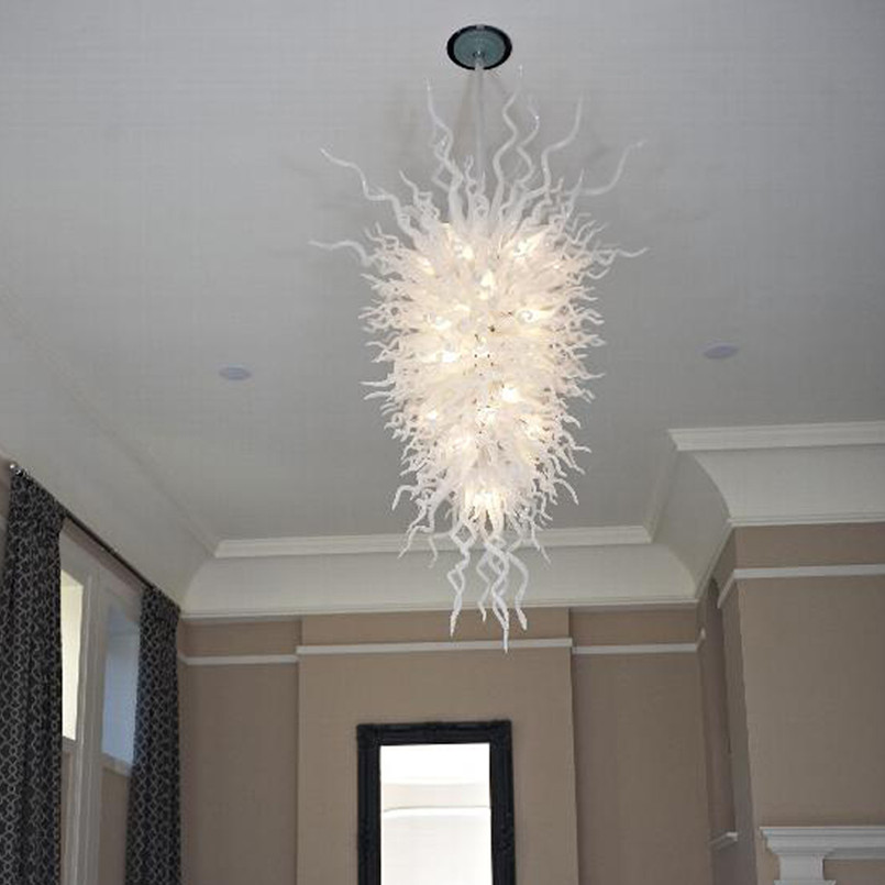 Luxury handcrafted white glass LED chandeliers for modern weddings and church decor