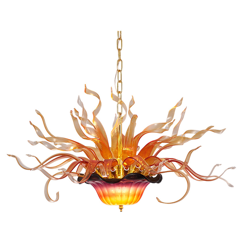 Luxury LED Murano glass pendant chandelier with floral design, 32x20 inches, ideal for dining rooms