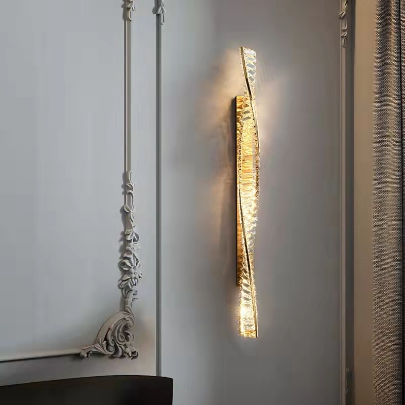 Luxury living room crystal wall lamps for high-end home decor, postmodern bedroom bedside lights, and simple corridor LED nightlights