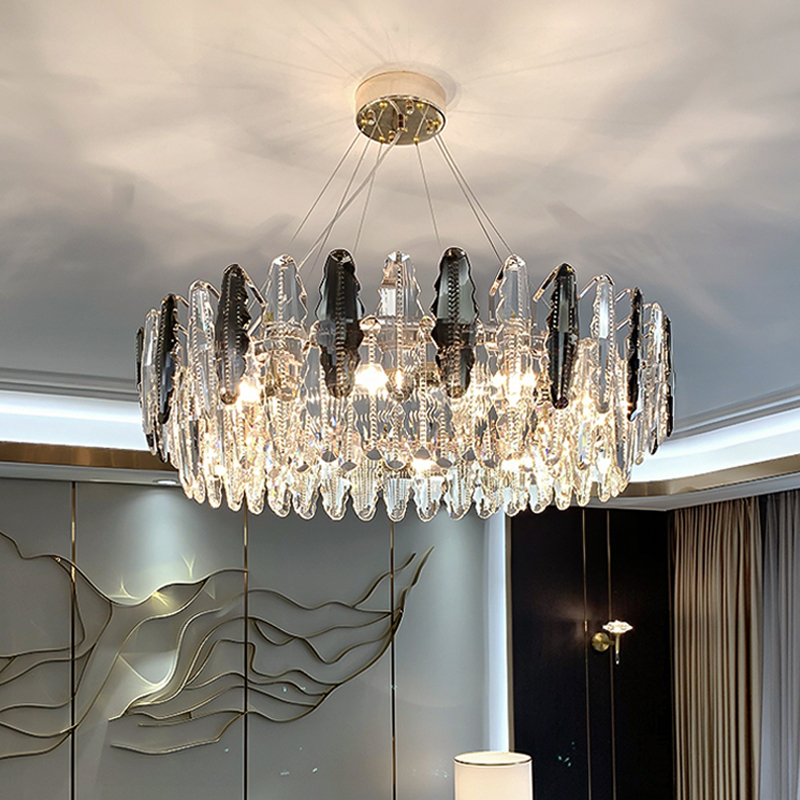 Luxury modern chandeliers for elegant living and dining room lighting with crystal pendant lamps