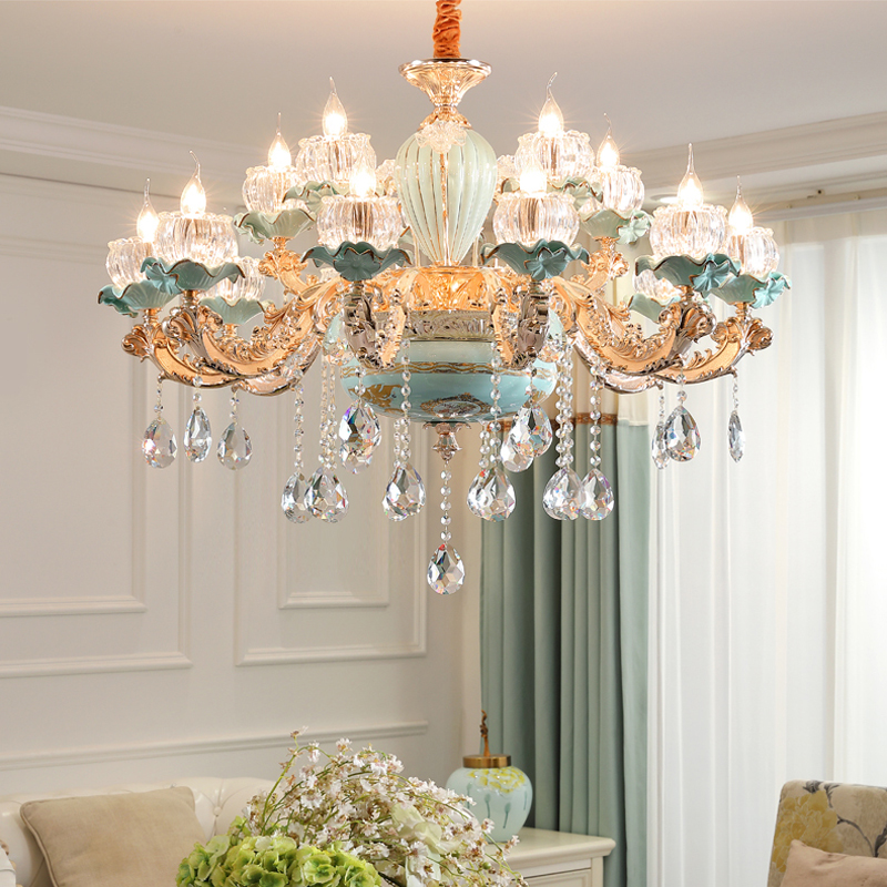 Luxury modern chandeliers with stained glass shades and crystal accents for elegant bedroom lighting
