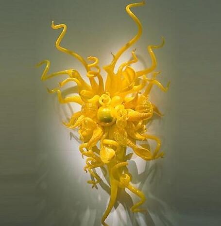 Luxury yellow modern glass wall lamps for home and hotel decor, hand-blown design