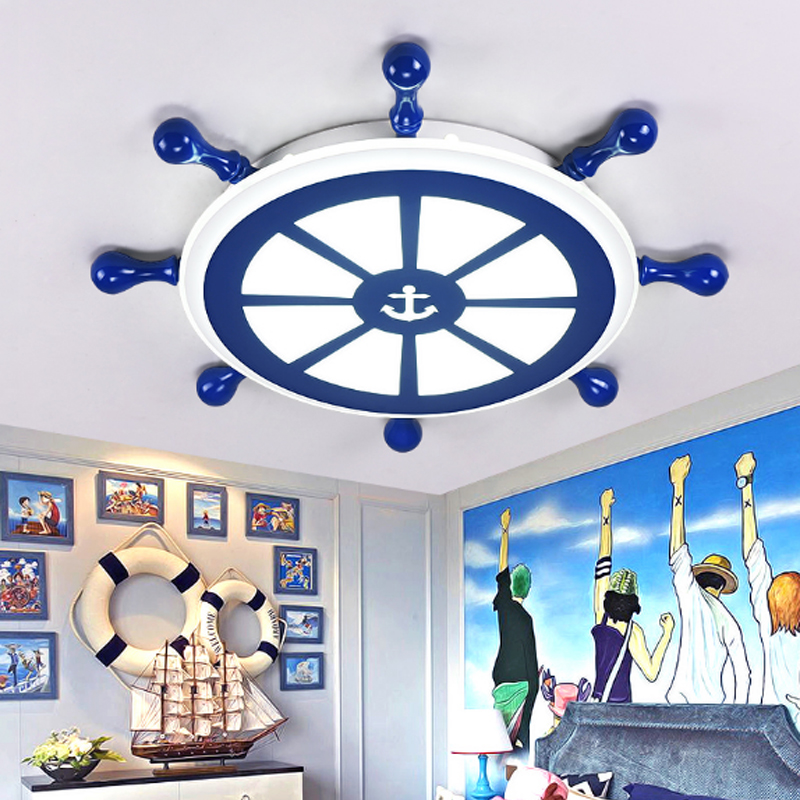 Mediterranean nautical-themed kids' room ceiling light with blue LED for study, dining, or bedroom