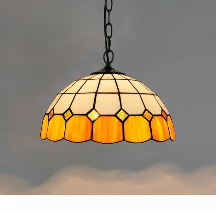 Mediterranean-style vintage pendant lights with clear stained glass sconces for cafes, hotels, and hallways featuring LED hanging lamps