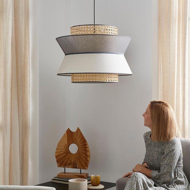 MIDOSHARK's stylish rattan and fabric chandelier lampshade for modern home lighting