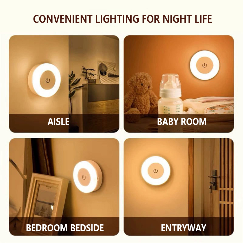 Mini LED rechargeable touch night light with magnetic base for nursery, closet or bathroom
