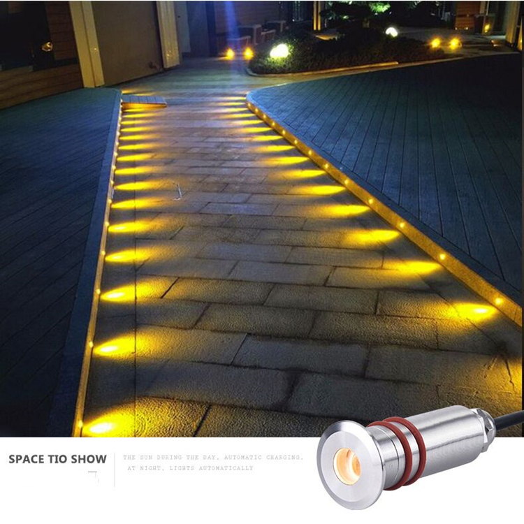 Mini recessed 1W LED ground lights for 12V outdoor waterproof terrace and step lighting
