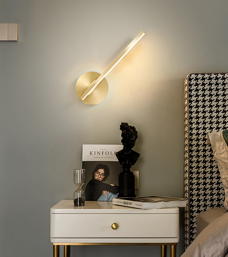 Minimalist Nordic wall lamp for bedroom, bathroom, or study with modern LED strip lighting