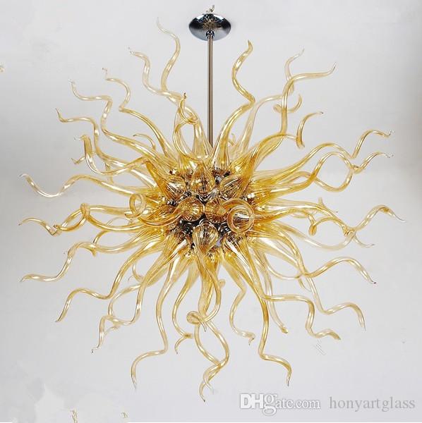 Modern 100% handcrafted borosilicate glass chandelier with round shape in Art Deco European style
