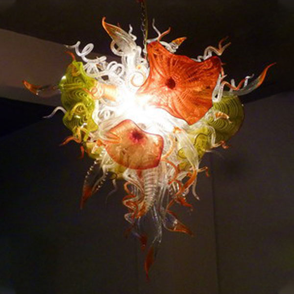 Modern 36-inch LED pendant chandelier with handcrafted glass flower design for living and dining rooms