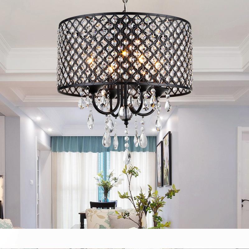 Modern 4-light chandelier featuring crystal drops, a round ceiling fixture perfect for dining rooms, bedrooms, and living spaces