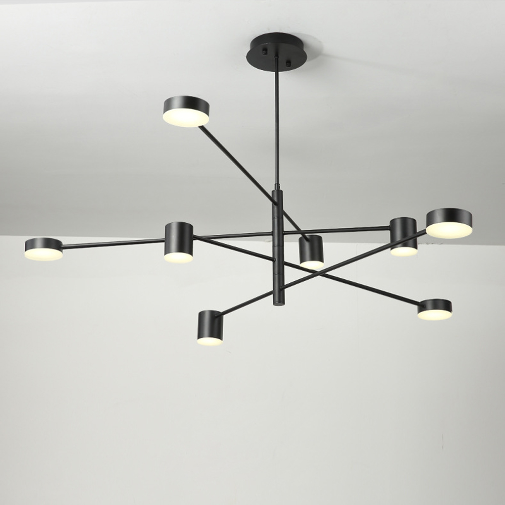 Modern adjustable bronze-gold linear chandelier for dining and living spaces