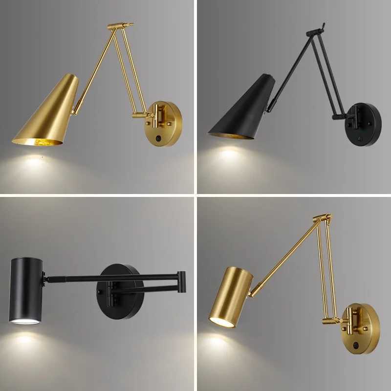 Modern adjustable LED wall sconce with touch sensor and swing feature for bedroom decor
