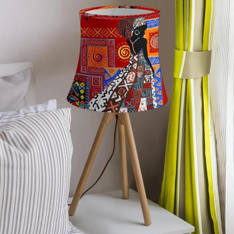 Modern African print barrel-shaped lampshade for table lights, available in two sizes