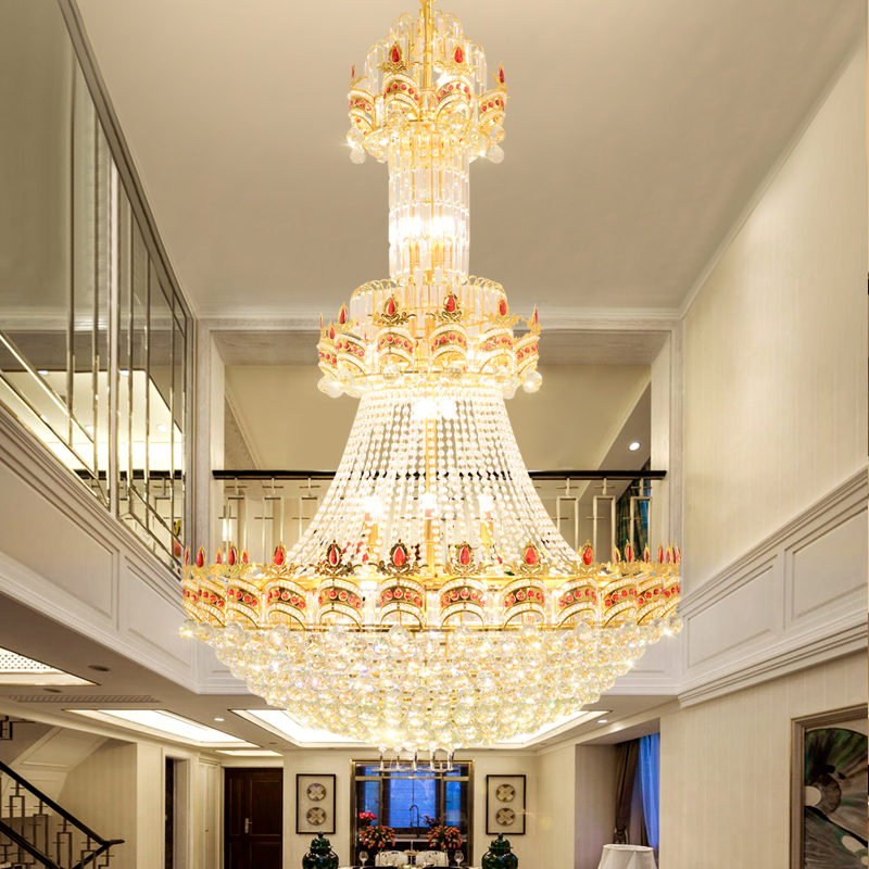 Modern American gold LED chandelier with dimmable white light for villas and hotels