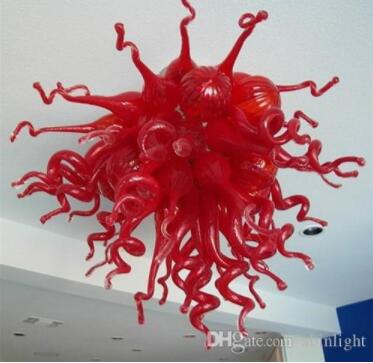 Modern Art Decor Red Hand Blown Glass Ceiling Decorative Chandelier