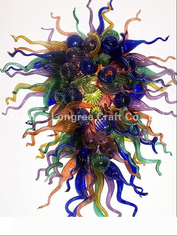 Modern Art Glass Chandelier with Blown Crystal Chains and Turkish Mosaic Design