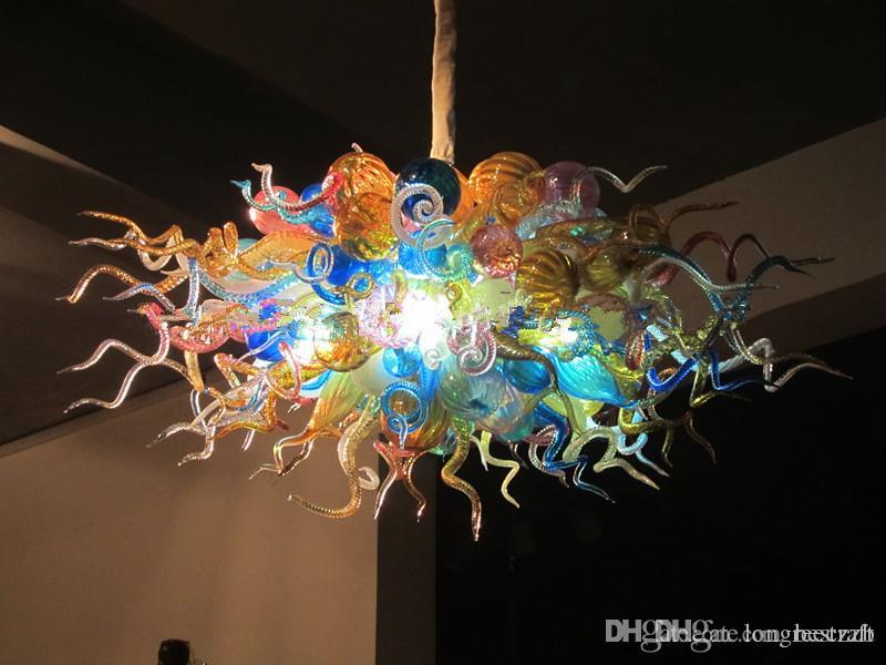 Modern Art Glass Pendant Lamps - Handcrafted Decorative Flush Mount Crystal Chandeliers in Vibrant Colors for Meeting Rooms