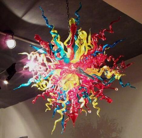 Modern Art Lamps Chandeliers Flower Color 100% Hand Blown Glass Pendant Lamp 32inches LED Chandelier Lighting