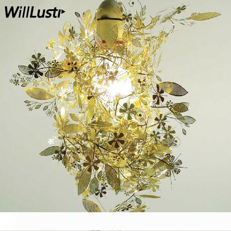 Modern Artecnica Garland Light designed by TORD BOONTJE features a floral and grass-inspired chandelier available in DIY black, white, gold, chrome, and stainless steel pendant lamp styles
