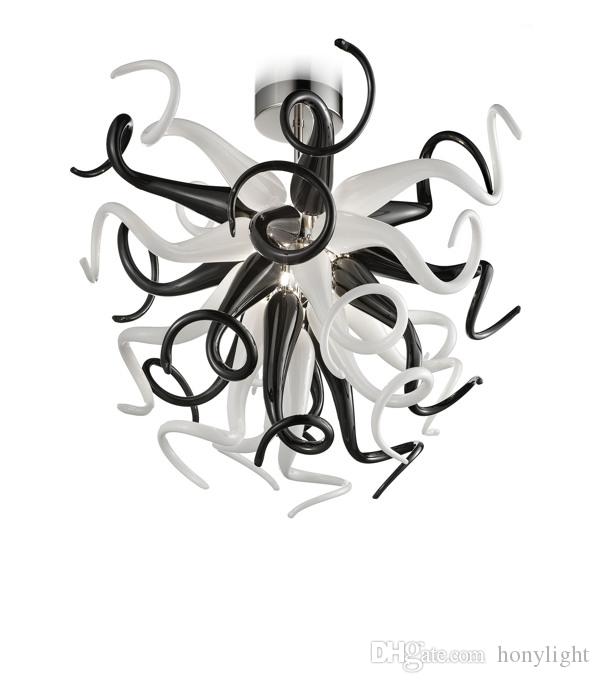Modern black and white chandelier with energy-efficient Murano glass lighting for ceilings