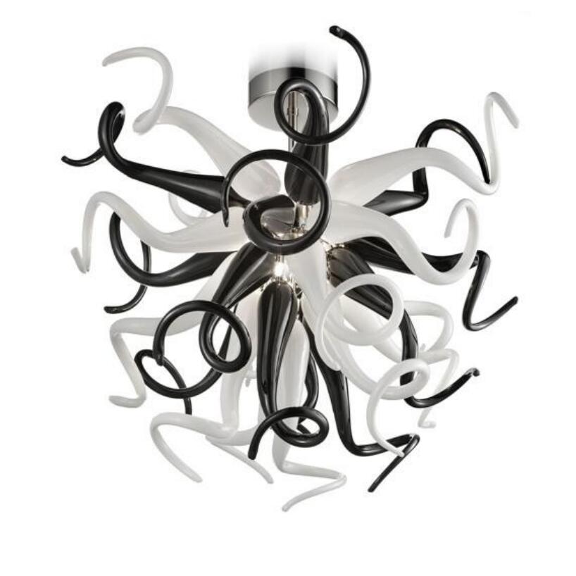 Modern black and white chandeliers with energy-efficient Murano glass lighting for contemporary homes