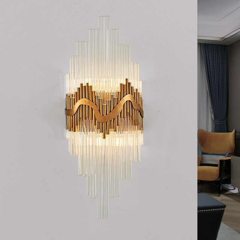 Modern bronze LED wall sconces for elegant bedroom and living room lighting with crystal accents, 100-240V compatible