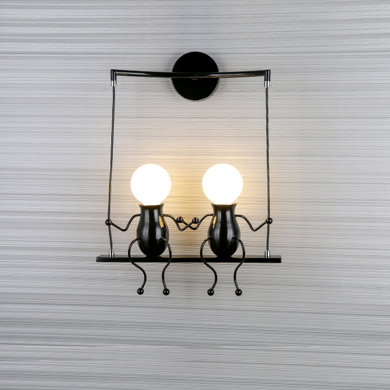 Modern Cartoon-style Iron Wall Lamp for Living Room, Bedroom or Bathroom Mirror Lighting