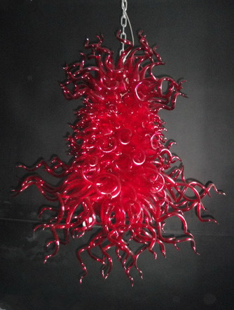 Modern chandeliers for home and lobby, featuring energy-efficient red lighting, unique handcrafted glass design