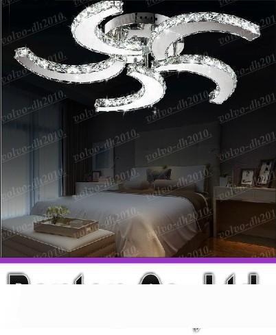 modern chrome and crystal LED ceiling lights with 5 fan blades for dining room decor LLFA11