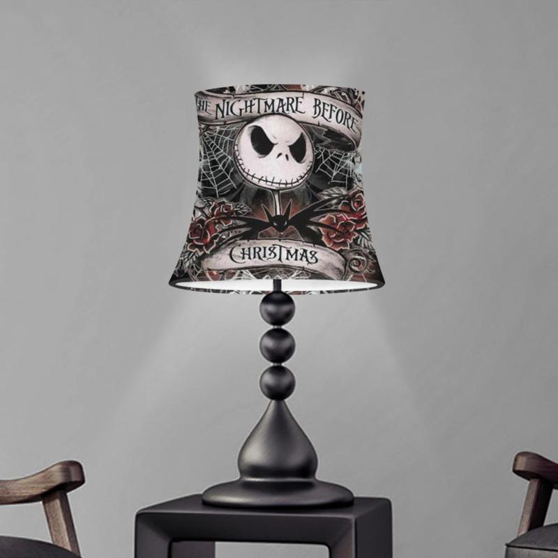 Modern cloth lampshade with Nightmare Before Christmas design, featuring Nordic simplicity and washable fabric