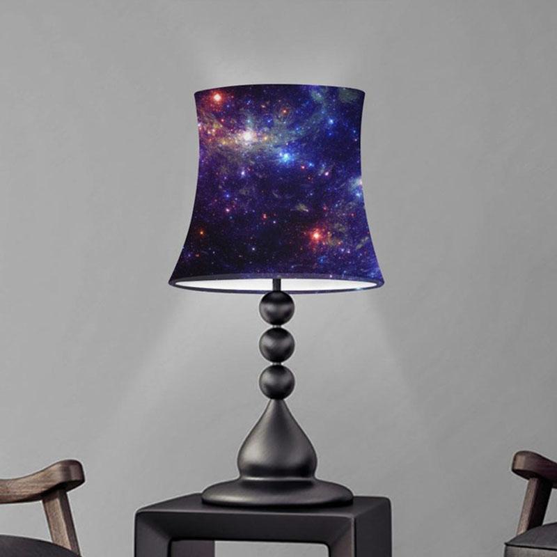 Modern cloth shade cover for table lamps with cool galaxy star print, washable for desk or wall lights