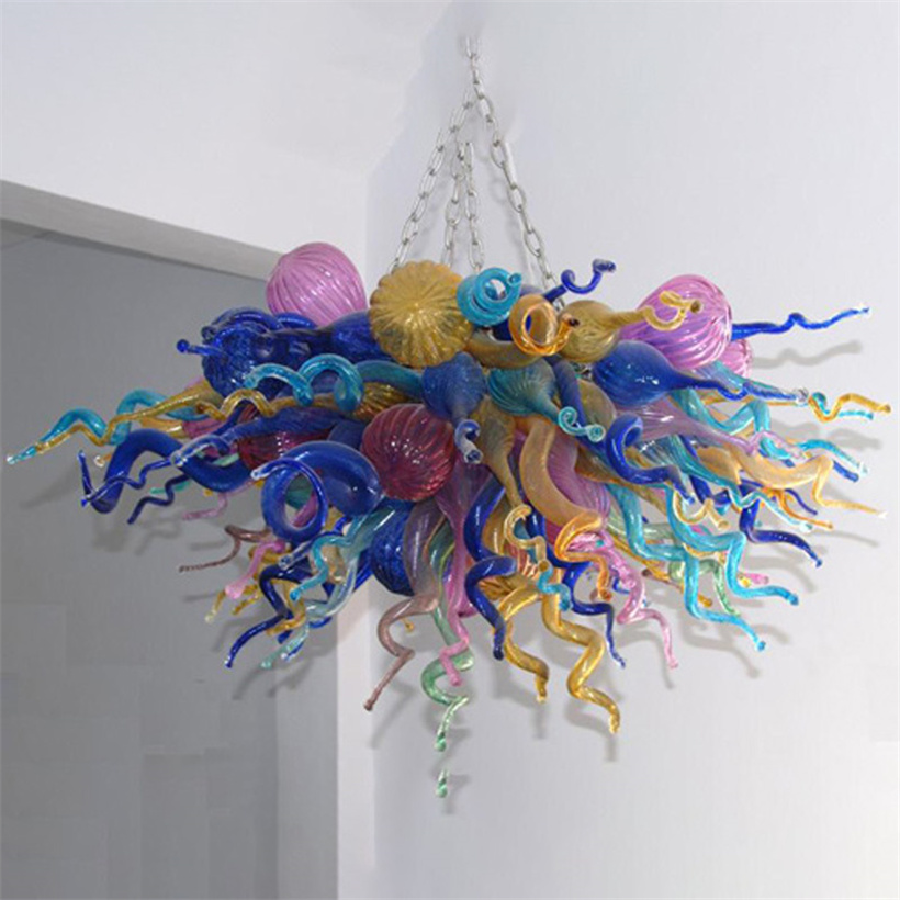 Modern creative multicolored pendant lights, 120x90cm, handcrafted from Murano glass, ideal for home and living room decor
