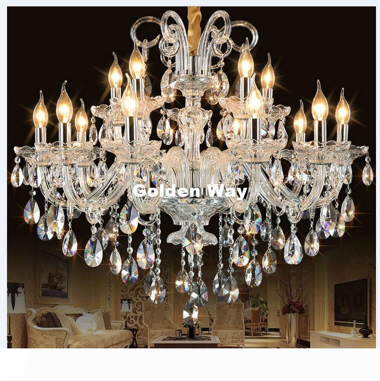Modern crystal chandelier with clear hanging lights in European style for living rooms, dining areas, and restaurant decoration