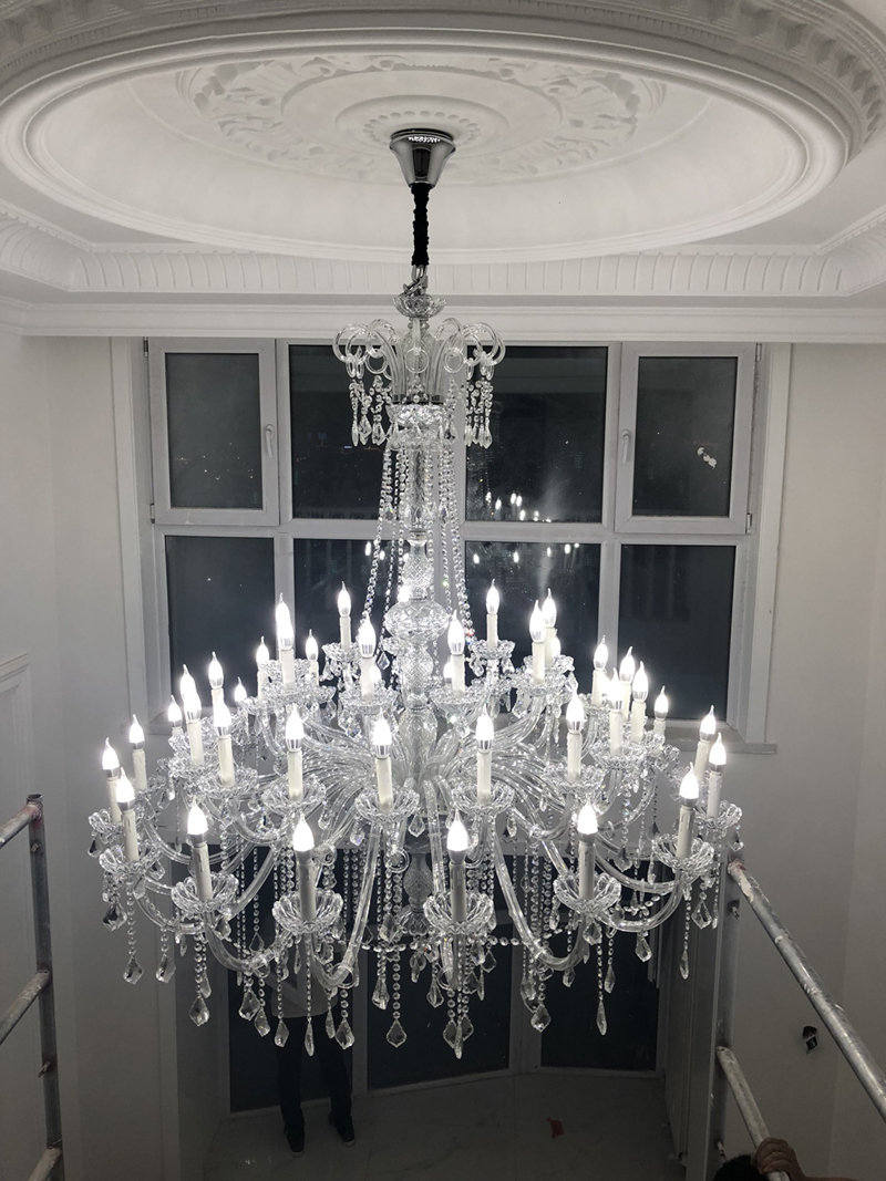 Modern crystal chandeliers for grand entrances, staircases, and spacious halls in duplexes and churches